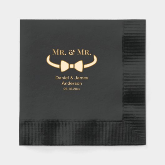 Mr & Mr Custom Wedding Bowtie Folie Servetten (Voorkant)