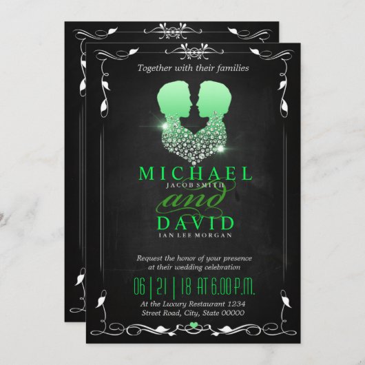 Mr & Mr - Gay bruiloft uitnodiging (Voorkant / Achterkant)