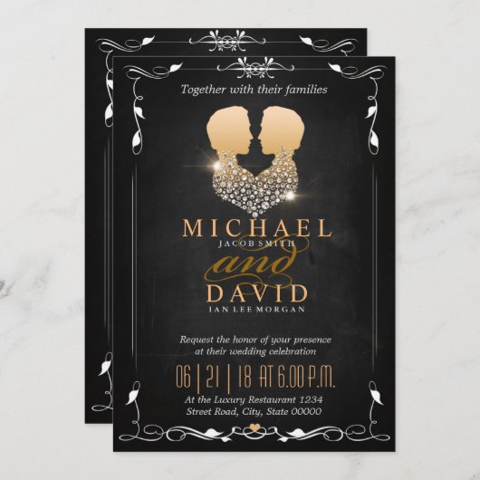 Mr & Mr - Gay bruiloft uitnodiging (Voorkant / Achterkant)