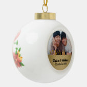 Mr & Mr Gay Marriage Gold Damask Foto Keramische Bal Ornament (Links)