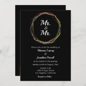 Mr & Mr Gay Uitnodiging Rainbow Black (Voorkant / Achterkant)