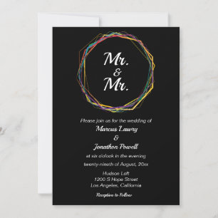 Mr & Mr Gay Uitnodiging Rainbow Black