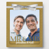 Mr & Mr Gay Wedding Gold Damask Foto Fotoplaat (Voorkant)