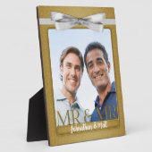 Mr & Mr Gay Wedding Gold Damask Foto Fotoplaat (Zijkant)