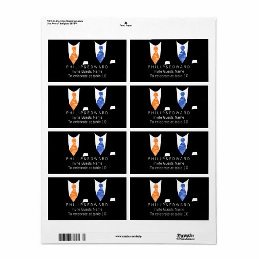 Mr & Mr Gay Wedding Personalized Etiket (Full Sheet)