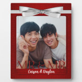 Mr & Mr Gay Wedding Red Damask Foto Fotoplaat (Voorkant)