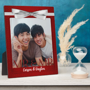 Mr & Mr Gay Wedding Red Damask Foto Fotoplaat