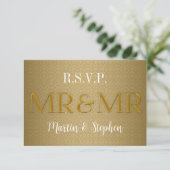Mr & Mr Gay Wedding RSVP in Gold (Staand voorkant)