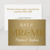 Mr & Mr Gay Wedding RSVP in Gold Kaartje (Voorkant / Achterkant)