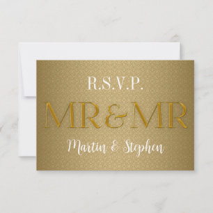 Mr & Mr Gay Wedding RSVP in Gold Kaartje