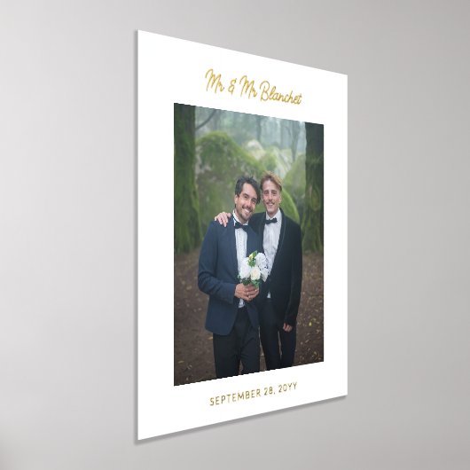 Mr & Mr Last Name Modern Script Wedding Photo Folie Afdrukken (Laagn)