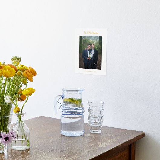 Mr & Mr Last Name Modern Script Wedding Photo Folie Afdrukken (Laag (Keuken))