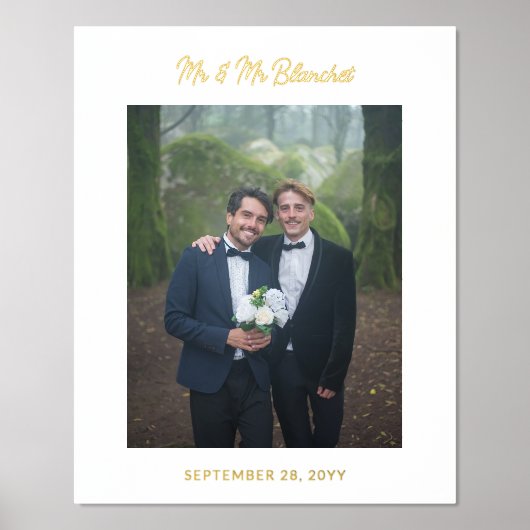 Mr & Mr Last Name Modern Script Wedding Photo Folie Afdrukken (Voorkant)