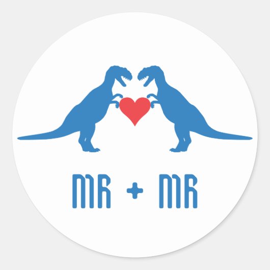 Mr.+Mr. - Liefde is Liefde Dinosauriërs Ronde Sticker (Voorkant)