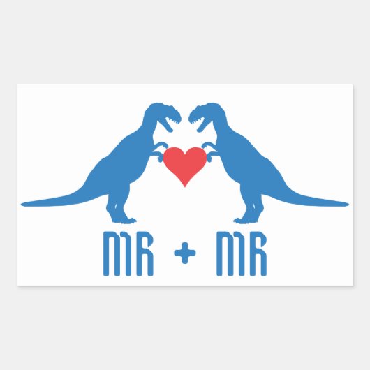 Mr+Mr.- Liefde is Love Dinosaurs Rechthoekige Sticker (Voorkant)