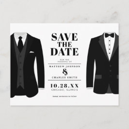 Mr. & Mr Modern Black Wedding Tux - Bewaar de datu Briefkaart