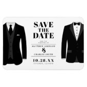 Mr. & Mr Modern Black Wedding Tux - Bewaar de datu Magneet (Horizontaal)