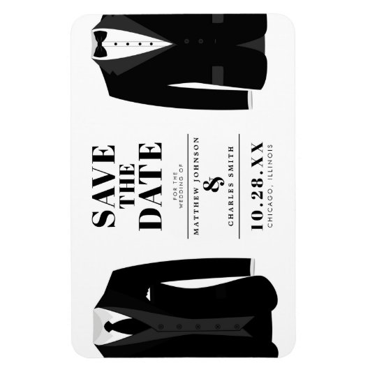 Mr. & Mr Modern Black Wedding Tux - Bewaar de datu Magneet (Verticaal)