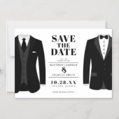 Mr. & Mr Modern Black Wedding Tux - Bewaar de datu Magnetische Uitnodiging (Voorkant)