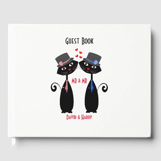 Mr & Mr. Schattige Cats Gepersonaliseerd Gastenboek (Voorkant)
