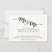 Mr. & Mr Script | Moderne huwelijksuitnodigingen Kaart (Voorkant)