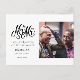 Mr. & Mr. Script - Sla de datum op met foto Briefkaart