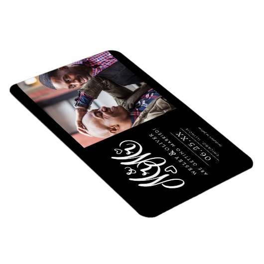 Mr. & Mr. Script - Sla de datum op met foto Magneet (Rechterzijde)