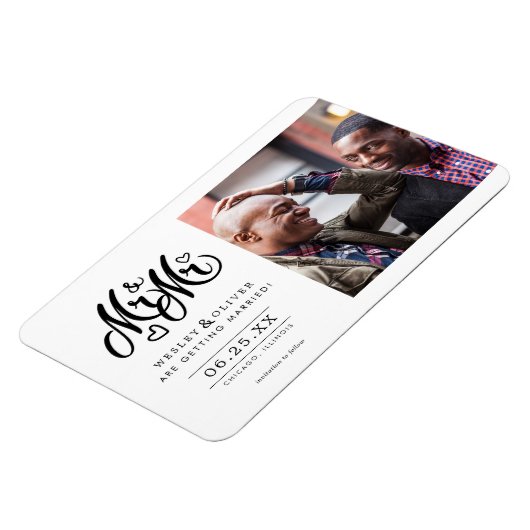 Mr. & Mr. Script - Sla de datum op met foto Magneet (Linkerzijde)