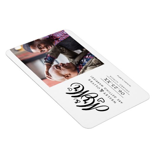 Mr. & Mr. Script - Sla de datum op met foto Magneet (Rechterzijde)