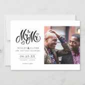 Mr. & Mr. Script - Sla de datum op met foto Magnetische Uitnodiging (Voorkant)