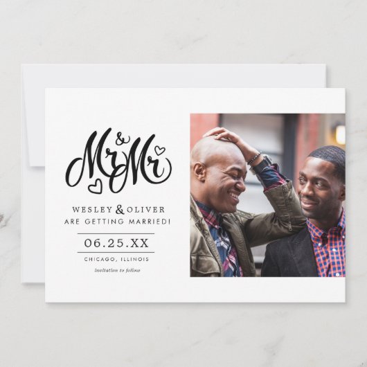 Mr. & Mr. Script - Sla de datum op met foto Save The Date (Voorkant)