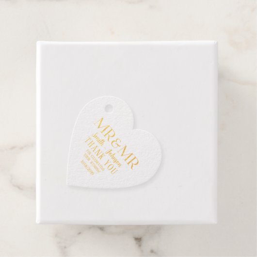 Mr & Mr Tekst Goud en Zilver Gay Bruiloft Bedankjes Labels (Met doos)