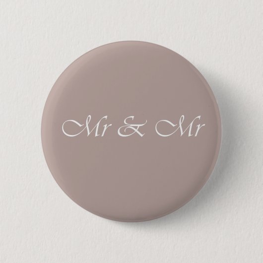 Mr & Mr Typography Beige Ronde Button 5,7 Cm (Voorkant)