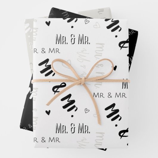 Mr & Mr Wedding Wrapping Paper Sheets (In situ)