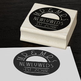 Mr & Mrs 1920s Font Year Est Circulaire Rubber Ste Rubberstempel