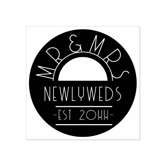 Mr & Mrs 1920s Font Year Est Circulaire Rubber Ste Rubberstempel (Afrduk)