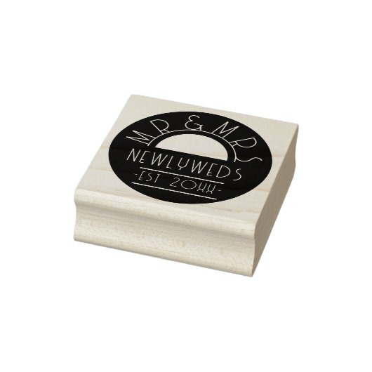 Mr & Mrs 1920s Font Year Est Circulaire Rubber Ste Rubberstempel (Stempel)