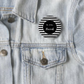 Mr & Mrs Achternaam Black and White Stripes Ronde Button 5,7 Cm (In situ)