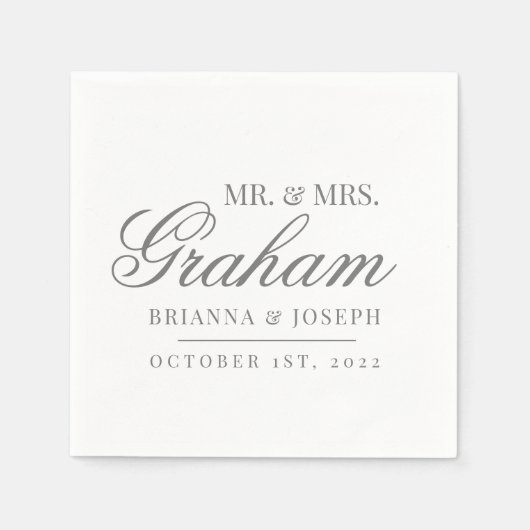 Mr & Mrs Achternaam bruiloft Servet (Voorkant)