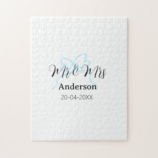 Mr & Mrs add family name date year wedding bow Legpuzzel (Verticaal)