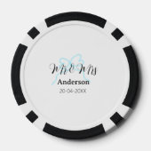 Mr & Mrs add family name date year wedding bow Poker Chips (Achterkant)