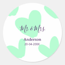 Mr & Mrs add family name date year wedding favor 