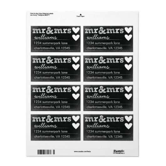 Mr & Mrs Adresetiketten Etiket (Full Sheet)