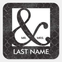 Mr & Mrs Ampersand Black Glitter Sticker