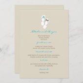 Mr & Mrs Aqua Teenslippers Strand Bruiloft Menu Ka (Voorkant / Achterkant)