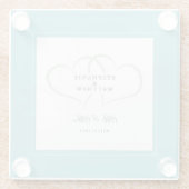 Mr & Mrs Aqua White Elegant Wedding Chic Hearts Glazen Onderzetter (Achterkant)