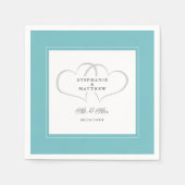 Mr & Mrs Aqua White Elegant Wedding Chic Hearts Servet (Voorkant)