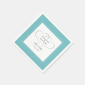 Mr & Mrs Aqua White Elegant Wedding Chic Hearts Servet (Hoek)