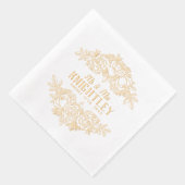 Mr & Mrs Beautiful Gold Foil Rozen Bloemenbruiloft Folie Servetten (Rechts)