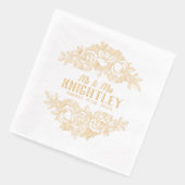 Mr & Mrs Beautiful Gold Foil Rozen Bloemenbruiloft Folie Servetten (Links)